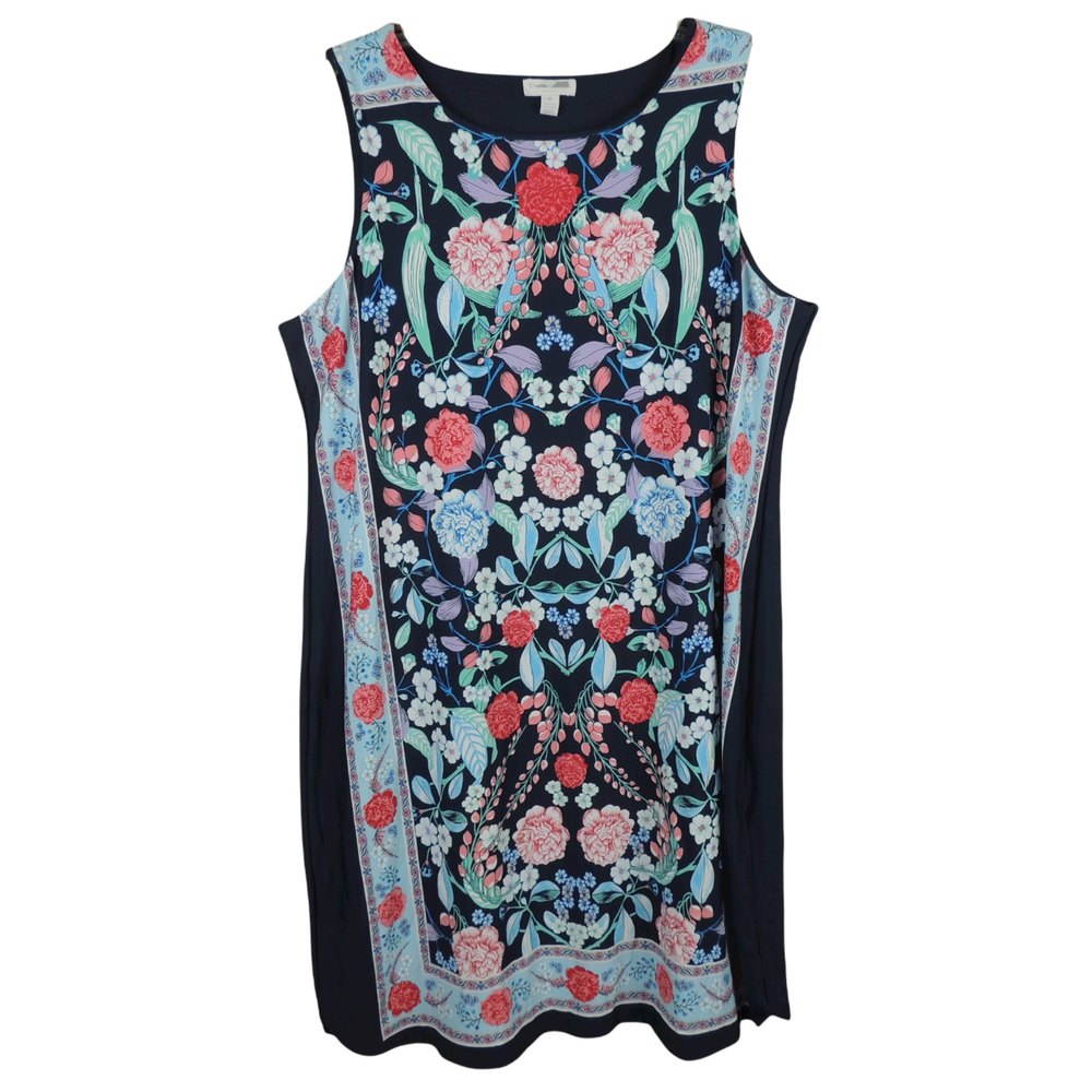 Charter Club woman's slimming shift dress size XL Blue Floral Jersey Knit.
